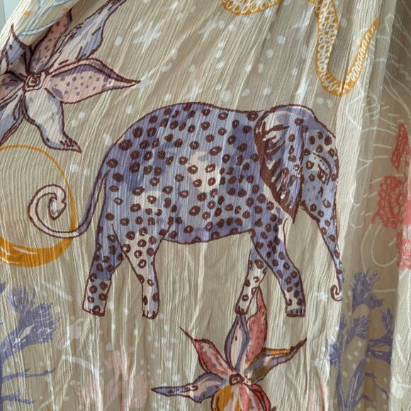 Z&L EUROPE V-neck Tie Up Open Back Bell Sleeves Trimmed 54"Long Maxi Dress sz L - Picture 4 of 8